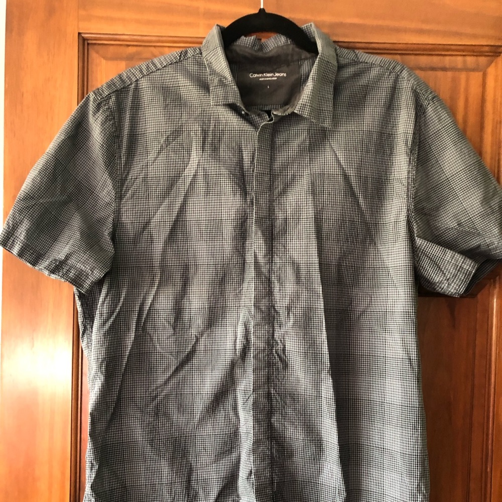Calvin Klein Black and White Patterned Button Down